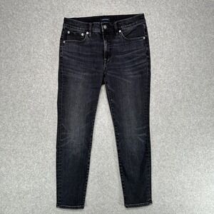 J.Crew 9" High-Rise Toothpick Jeans 28P Washed‎ Black Skinny Stretch Denim